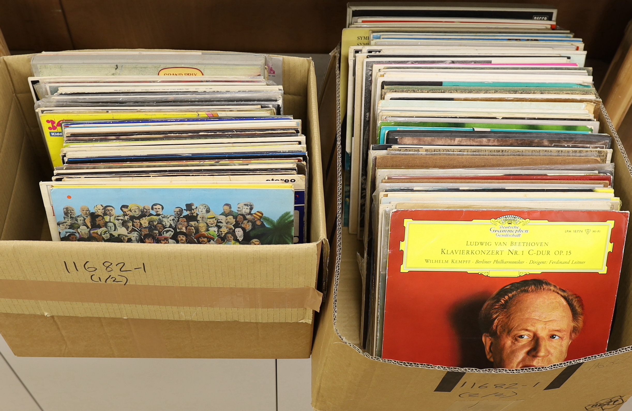 A collection of LPs including 1970's rock, classical recordings, box sets, etc, including; The Beatles, Queen, The Carpenters, Dionne Warwick, ABBA, Dave Brubeck, The Beach Boys, Haydn symphonies, Beethoven symphonies, o